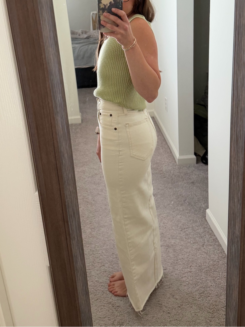 Abercrombie Cream Denim Maxi Skirt - Picture 2 of 8
